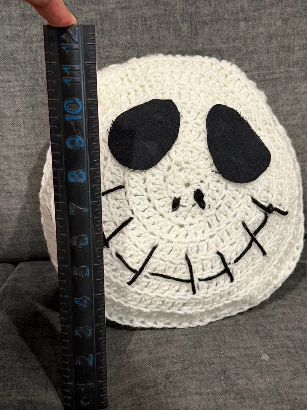 Handmade White Crochet nightmare before Christmas pillow